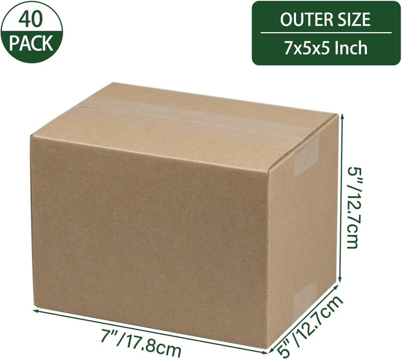 HESESOH 7x5x5 Inches Shipping Boxes Set of 40, Brown Corrugated Cardboard Box Literature Mailer for Packing Small Business - Image 2